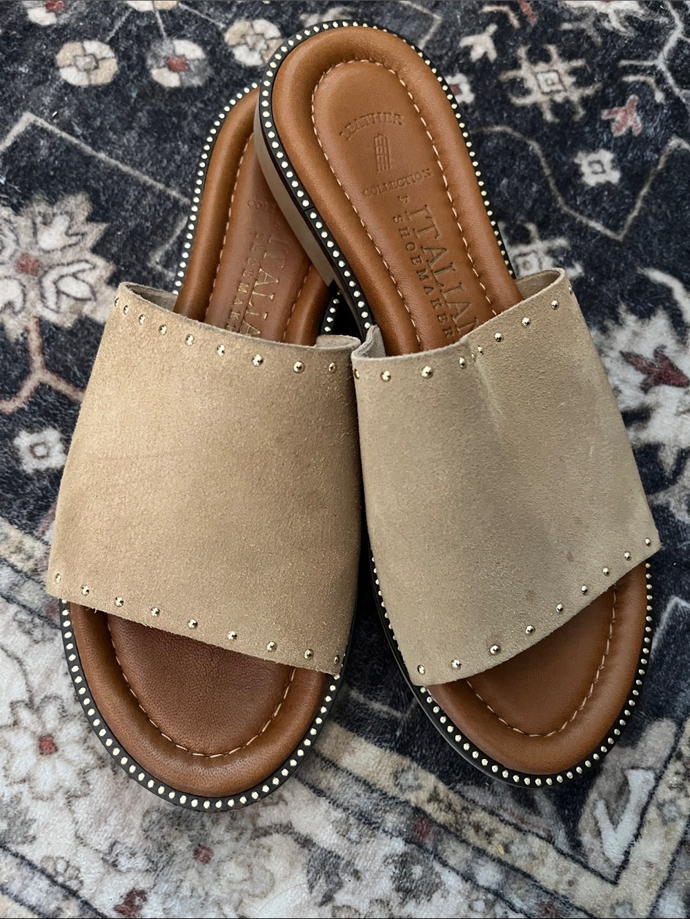 ItalianTan Suede Slide Sandals